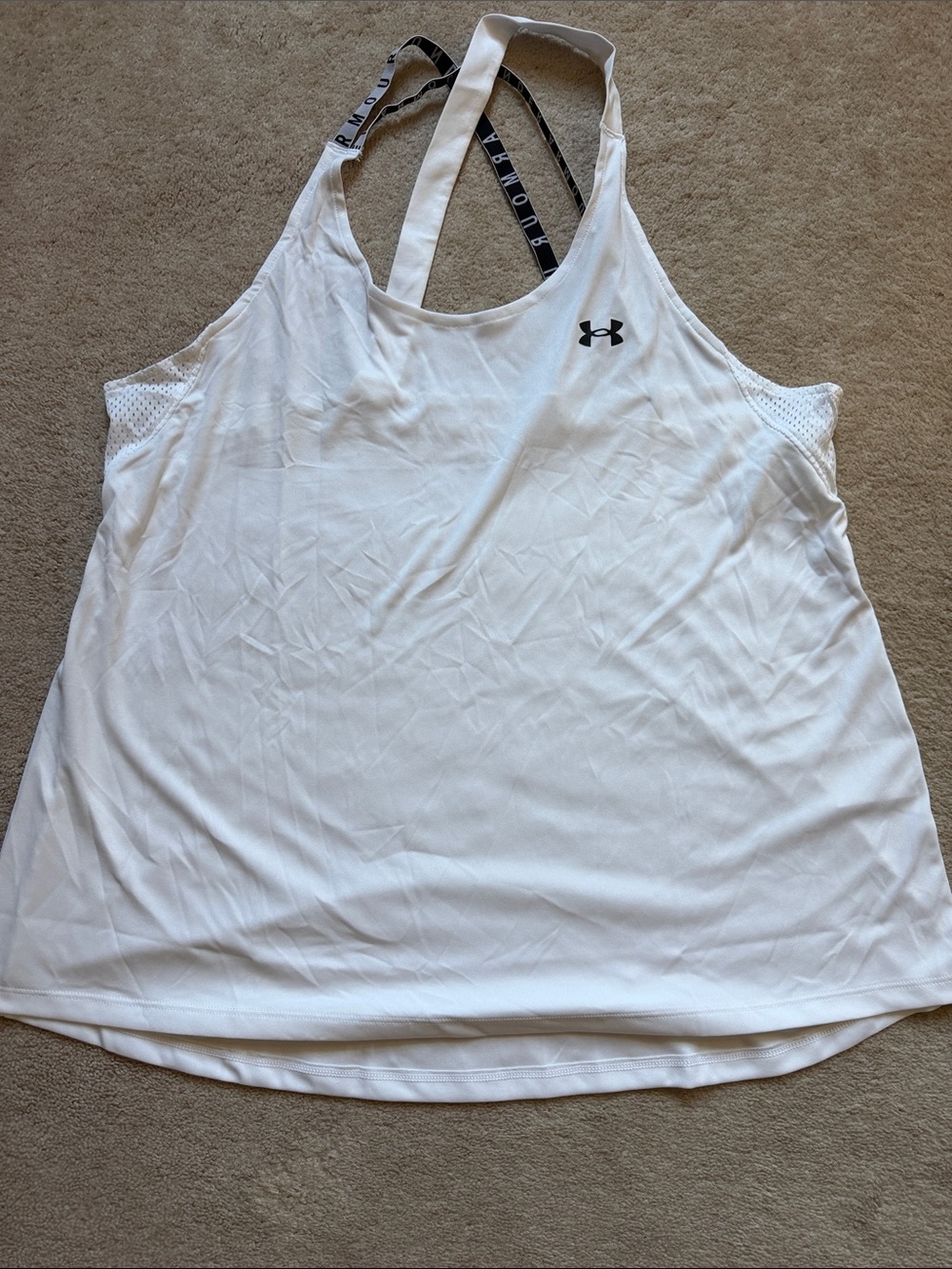 Under Armour White Racerback Mesh-Panel Tank Top